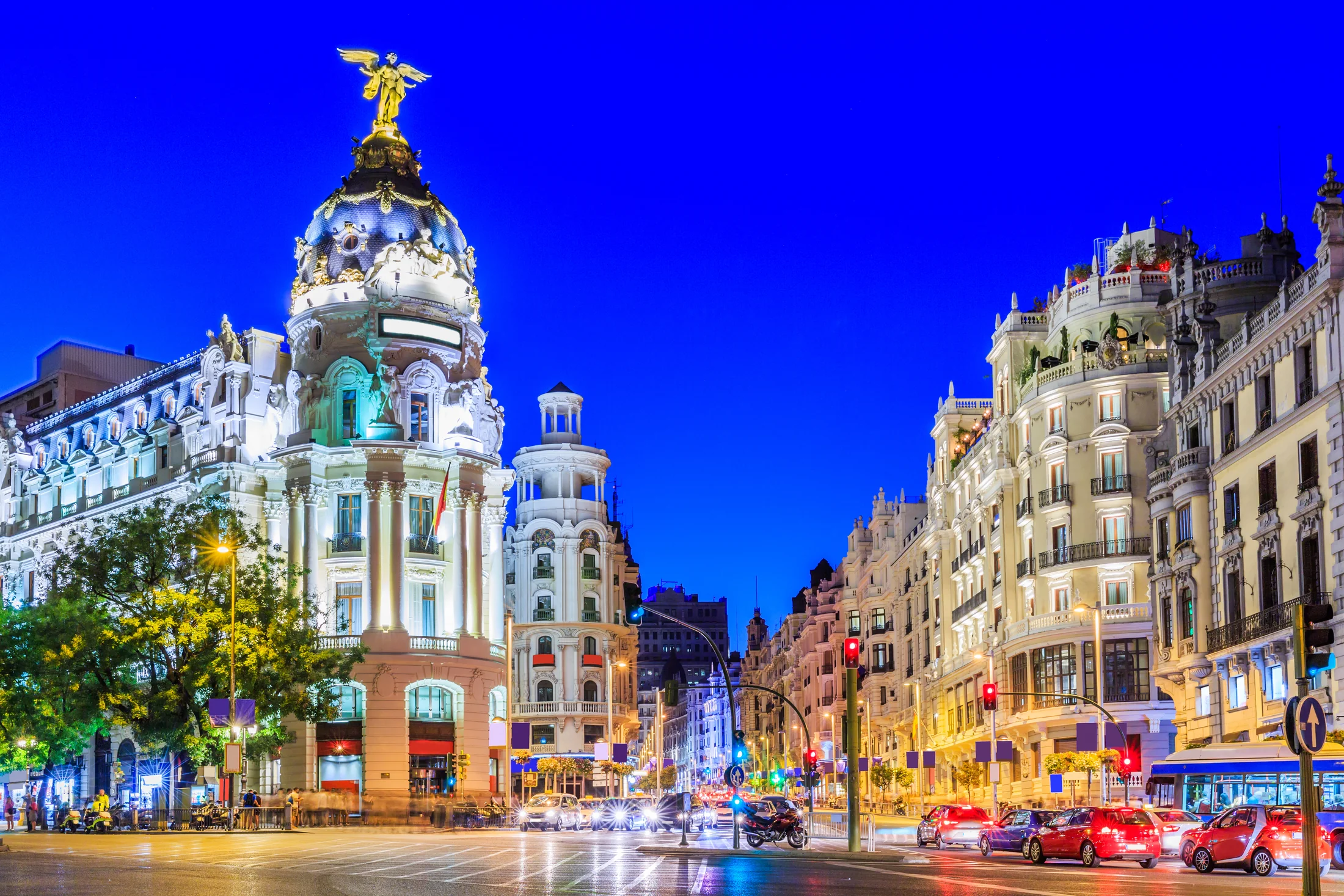Madrid illuminated at night
