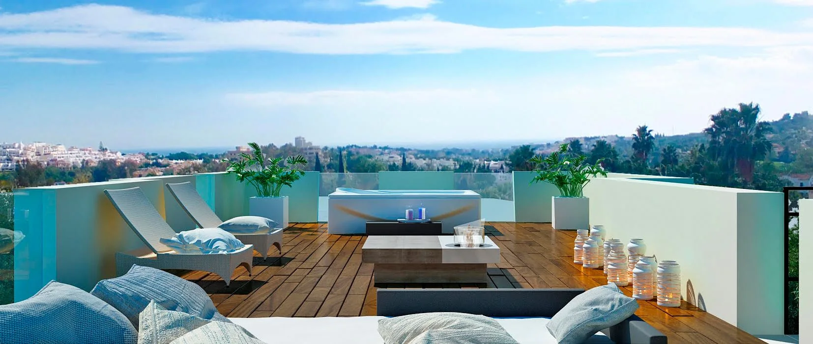 Sunlit terrace at an exceptional Spanish property